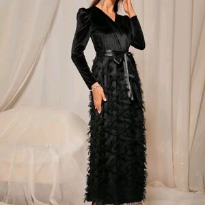 Elegant Black Velvet SHEIN Dress